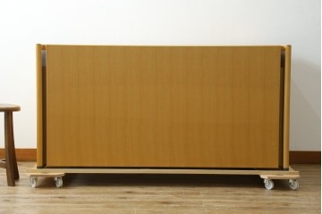 中古　北海道旭川家具　CONDE HOUSE(カンディハウス)　インテリアセンター　オーク材　取り外しパネル付き　ナチュラルモダンなデスクとワゴンのセット　(R-084725)