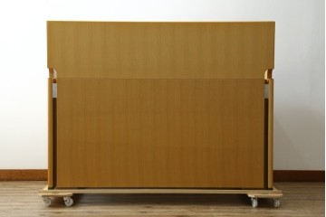 中古　北海道旭川家具　CONDE HOUSE(カンディハウス)　インテリアセンター　オーク材　取り外しパネル付き　ナチュラルモダンなデスクとワゴンのセット　(R-084725)