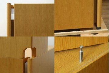 中古　北海道旭川家具　CONDE HOUSE(カンディハウス)　インテリアセンター　オーク材　取り外しパネル付き　ナチュラルモダンなデスクとワゴンのセット　(R-084725)