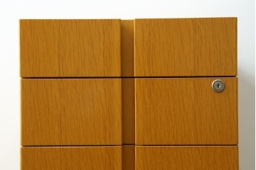 中古　北海道旭川家具　CONDE HOUSE(カンディハウス)　インテリアセンター　オーク材　取り外しパネル付き　ナチュラルモダンなデスクとワゴンのセット　(R-084725)