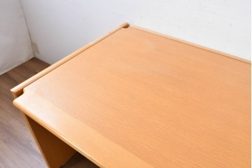 中古 北海道旭川家具 インテリアセンター(カンディハウス)  オーク材 取り外しパネル付き ナチュラルモダンなデスクとワゴンのセット (R-084725)