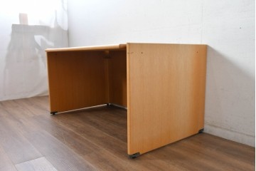 中古 北海道旭川家具 インテリアセンター(カンディハウス)  オーク材 取り外しパネル付き ナチュラルモダンなデスクとワゴンのセット (R-084725)