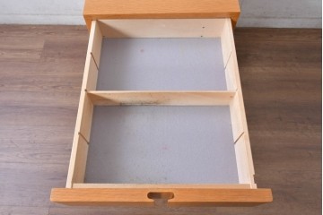 中古 北海道旭川家具 インテリアセンター(カンディハウス)  オーク材 取り外しパネル付き ナチュラルモダンなデスクとワゴンのセット (R-084725)