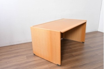 中古　北海道旭川家具　インテリアセンター(カンディハウス) 　オーク材　取り外しパネル付き　ナチュラルモダンなデスクとワゴンのセット　(R-084726)