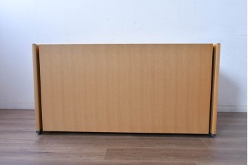 中古 北海道旭川家具 インテリアセンター(カンディハウス)  オーク材 取り外しパネル付き ナチュラルモダンなデスクとワゴンのセット (R-084726)