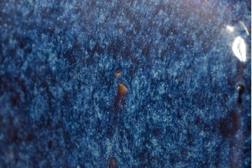 中国アンティーク　葛徳和造　海鼠釉(なまこゆう)　古玩　深みある青が美しい六角火鉢　(R-084728)