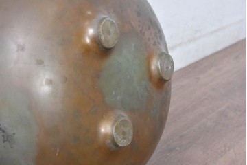 時代物　銅製　茶道具　釜　鳳凰文様が目を惹く風炉　(R-084733)