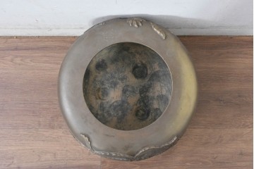 時代物　銅製　茶道具　釜　鳳凰文様が目を惹く風炉　(R-084733)