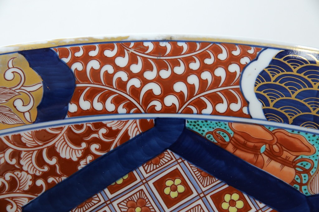 有田焼　神右衛門　3尺　約99cm　色彩豊かな染錦鶴絵が華やぐ皿立て付きの大皿　定価約100〜150万円　(R-084735)