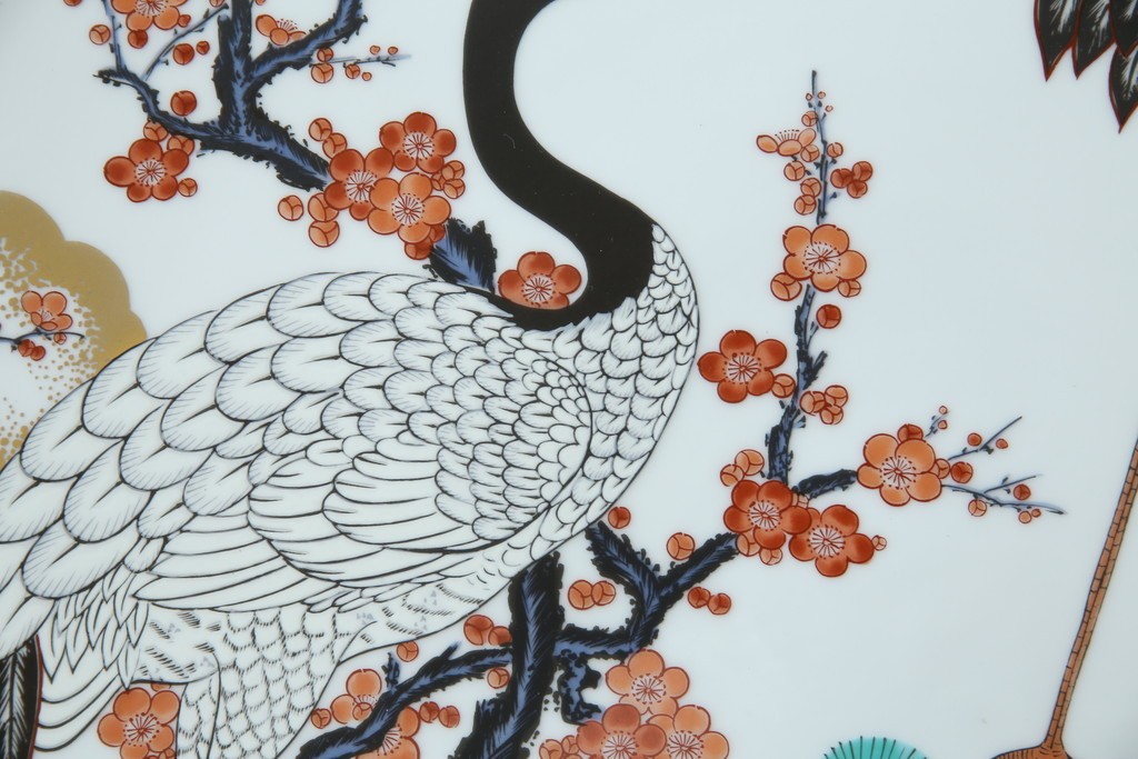 有田焼　神右衛門　3尺　約99cm　色彩豊かな染錦鶴絵が華やぐ皿立て付きの大皿　定価約100〜150万円　(R-084735)