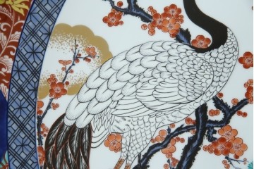 有田焼　神右衛門　3尺　約99cm　色彩豊かな染錦鶴絵が華やぐ皿立て付きの大皿　定価約100〜150万円　(R-084735)