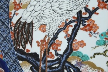 有田焼　神右衛門　3尺　約99cm　色彩豊かな染錦鶴絵が華やぐ皿立て付きの大皿　定価約100〜150万円　(R-084735)