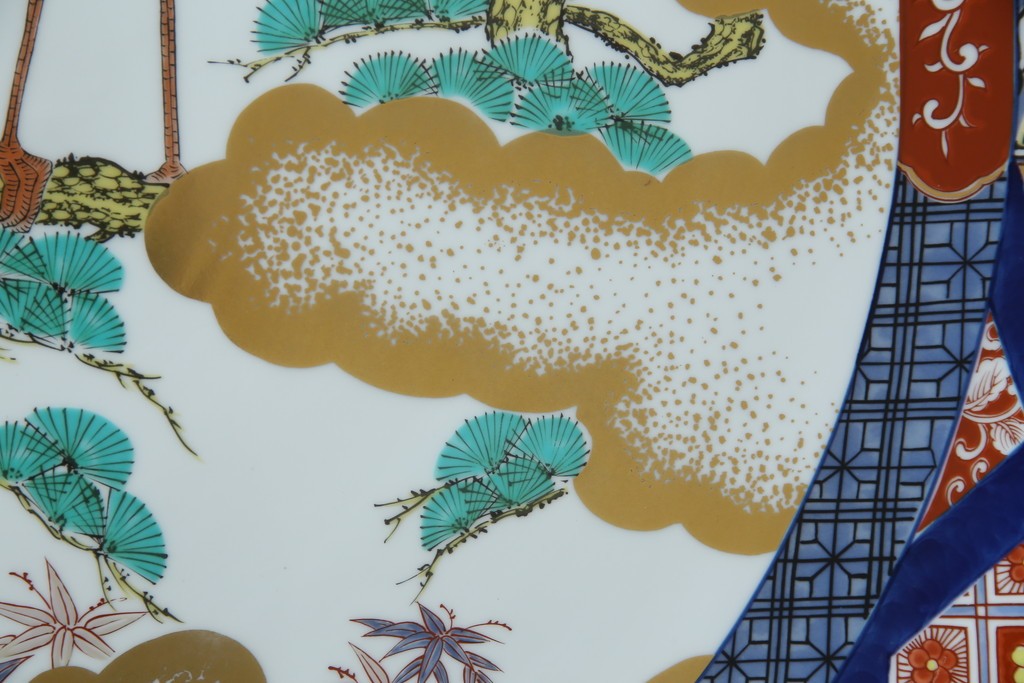 有田焼　神右衛門　3尺　約99cm　色彩豊かな染錦鶴絵が華やぐ皿立て付きの大皿　定価約100〜150万円　(R-084735)