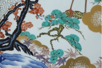 有田焼　神右衛門　3尺　約99cm　色彩豊かな染錦鶴絵が華やぐ皿立て付きの大皿　定価約100〜150万円　(R-084735)