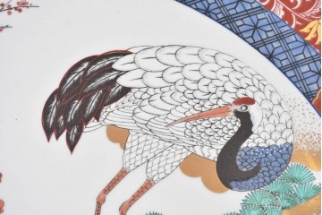 有田焼　神右衛門　3尺　約99cm　色彩豊かな染錦鶴絵が華やぐ皿立て付きの大皿　定価約100～150万円相当　(R-084735)