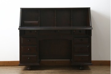 中古　カバ材　北の匠　山室家具製作所　希少な絶版品!風格ある存在感のライティングビューロー　(R-084741)