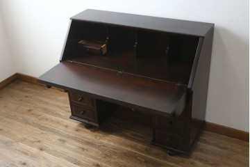 中古　カバ材　北の匠　山室家具製作所　希少な絶版品!風格ある存在感のライティングビューロー　(R-084741)