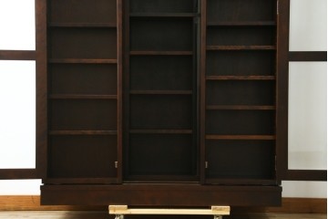 和製ヴィンテージ　北海道民芸家具　希少な絶版モデル　#121　収納力抜群!!お気に入りの本や雑貨のディスプレイに活躍するスライド本箱　(R-084742)　