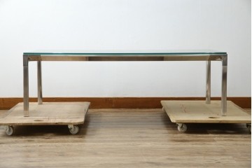 中古　Cassinaixc.(カッシーナイクスシー)　グラブ(GRAB)　透明感と輝きが際立つガラス天板付きのローテーブル　定価約38万円相当　(R-084749)　