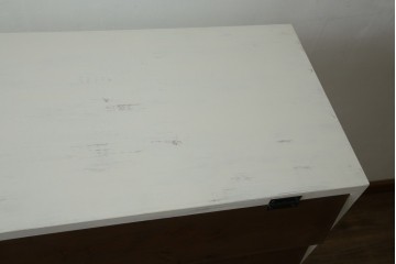 ラフジュ工房オリジナル　新規製作　爽やかなペイント仕上げのパタパタ扉収納棚　(R-084754)