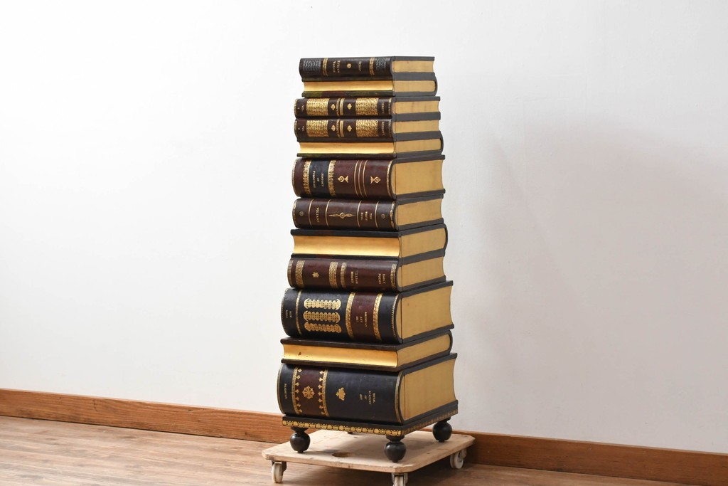 中古　美品　MAITLAND-SMITH(メートランドスミス)　洋書を積み重ねたような意匠が目を引くチェスト　定価約37万円　(R-084755)