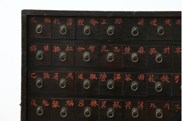 和製アンティーク　激レア　博物館クラス　極小サイズ　真鍮金具が目を惹く折り畳み式の小さな薬箪笥　(R-084761)