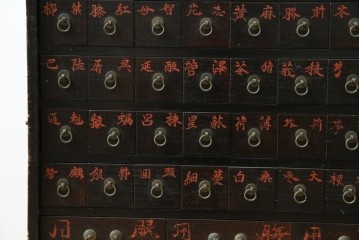 和製アンティーク　激レア　博物館クラス　極小サイズ　真鍮金具が目を惹く折り畳み式の小さな薬箪笥　(R-084761)
