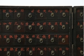 和製アンティーク　激レア　博物館クラス　極小サイズ　真鍮金具が目を惹く折り畳み式の小さな薬箪笥　(R-084761)