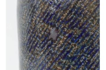 人間国宝　島岡達三　益子焼　高さ 約37cm　花瓶　重厚で美しい文様が魅力の塩釉象嵌縄文壷(壺、花入、花生、花器、裏印、共箱付)(R-084762)