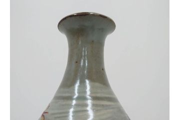 人間国宝　島岡達三　印毛目　赤絵　高さ 約36cm　格調高い雰囲気を醸し出す壷(壺、花瓶、花器、花入、花生、共箱付)(R-084763)