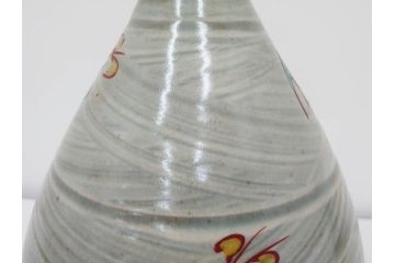 人間国宝　島岡達三　印毛目　赤絵　高さ 約36cm　格調高い雰囲気を醸し出す壷(壺、花瓶、花器、花入、花生、共箱付)(R-084763)