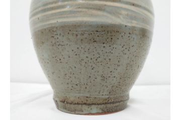 人間国宝　島岡達三　印毛目　赤絵　高さ 約36cm　格調高い雰囲気を醸し出す壷(壺、花瓶、花器、花入、花生、共箱付)(R-084763)