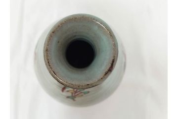人間国宝　島岡達三　印毛目　赤絵　高さ 約36cm　格調高い雰囲気を醸し出す壷(壺、花瓶、花器、花入、花生、共箱付)(R-084763)
