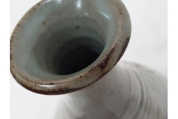 人間国宝　島岡達三　印毛目　赤絵　高さ 約36cm　格調高い雰囲気を醸し出す壷(壺、花瓶、花器、花入、花生、共箱付)(R-084763)