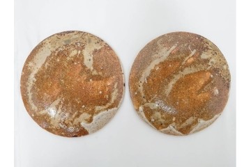 岐阜県無形文化財　加藤十右衛門　美濃　約14cm　4.6寸　素朴な風合いが魅力の伊賀皿10枚セット　(R-084767)