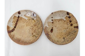 岐阜県無形文化財　加藤十右衛門　美濃　約14cm　4.6寸　素朴な風合いが魅力の伊賀皿10枚セット　(R-084767)