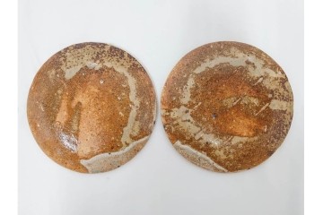 岐阜県無形文化財　加藤十右衛門　美濃　約14cm　4.6寸　素朴な風合いが魅力の伊賀皿10枚セット　(R-084767)