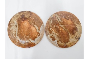 岐阜県無形文化財　加藤十右衛門　美濃　約14cm　4.6寸　素朴な風合いが魅力の伊賀皿10枚セット　(R-084767)