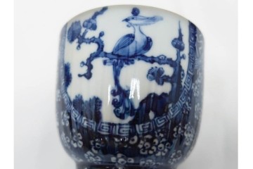 加藤利昌　京焼　青華　小梅花鳥共手　急須　湯呑　匠の美技を感じる番茶器揃　(R-084768)　