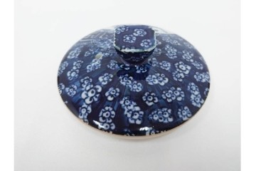 加藤利昌　京焼　青華　小梅花鳥共手　急須　湯呑　匠の美技を感じる番茶器揃　(R-084768)　