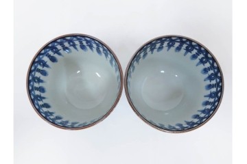 加藤利昌　京焼　青華　小梅花鳥共手　急須　湯呑　匠の美技を感じる番茶器揃　(R-084768)　