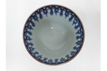 加藤利昌　京焼　青華　小梅花鳥共手　急須　湯呑　匠の美技を感じる番茶器揃　(R-084768)　