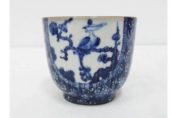 加藤利昌　京焼　青華　小梅花鳥共手　急須　湯呑　匠の美技を感じる番茶器揃　(R-084768)　