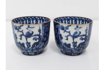 加藤利昌　京焼　青華　小梅花鳥共手　急須　湯呑　匠の美技を感じる番茶器揃　(R-084768)　