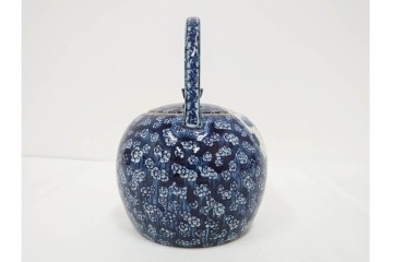 加藤利昌　京焼　青華　小梅花鳥共手　急須　湯呑　匠の美技を感じる番茶器揃　(R-084768)　