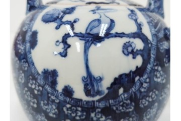 加藤利昌　京焼　青華　小梅花鳥共手　急須　湯呑　匠の美技を感じる番茶器揃　(R-084768)　