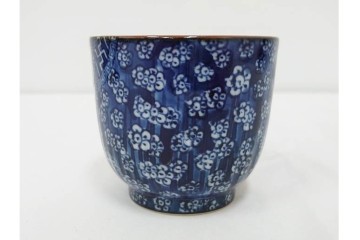 加藤利昌　京焼　青華　小梅花鳥共手　急須　湯呑　匠の美技を感じる番茶器揃　(R-084768)　