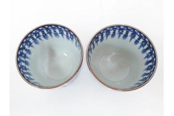 加藤利昌　京焼　青華　小梅花鳥共手　急須　湯呑　匠の美技を感じる番茶器揃　(R-084768)　