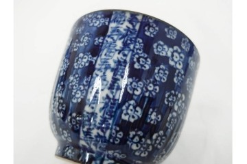 加藤利昌　京焼　青華　小梅花鳥共手　急須　湯呑　匠の美技を感じる番茶器揃　(R-084768)　