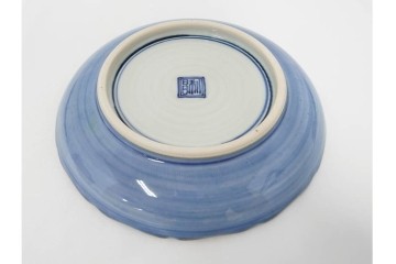 加藤利昌　京焼　青華松竹梅鳥文　約 19cm　6.1寸　繊細な絵付けが見事な中皿5枚セット　(R-084769)